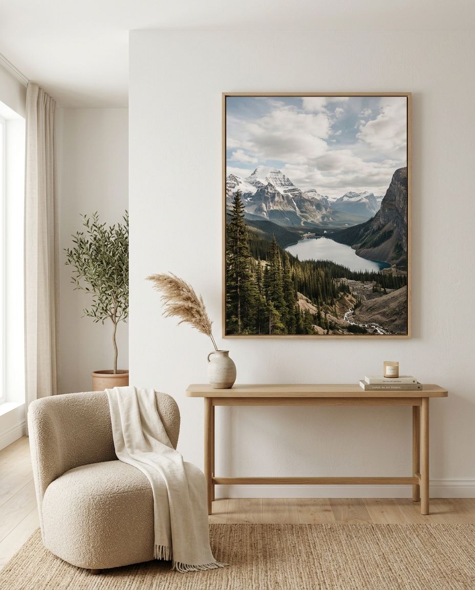 Framed canvas print in a modern living room