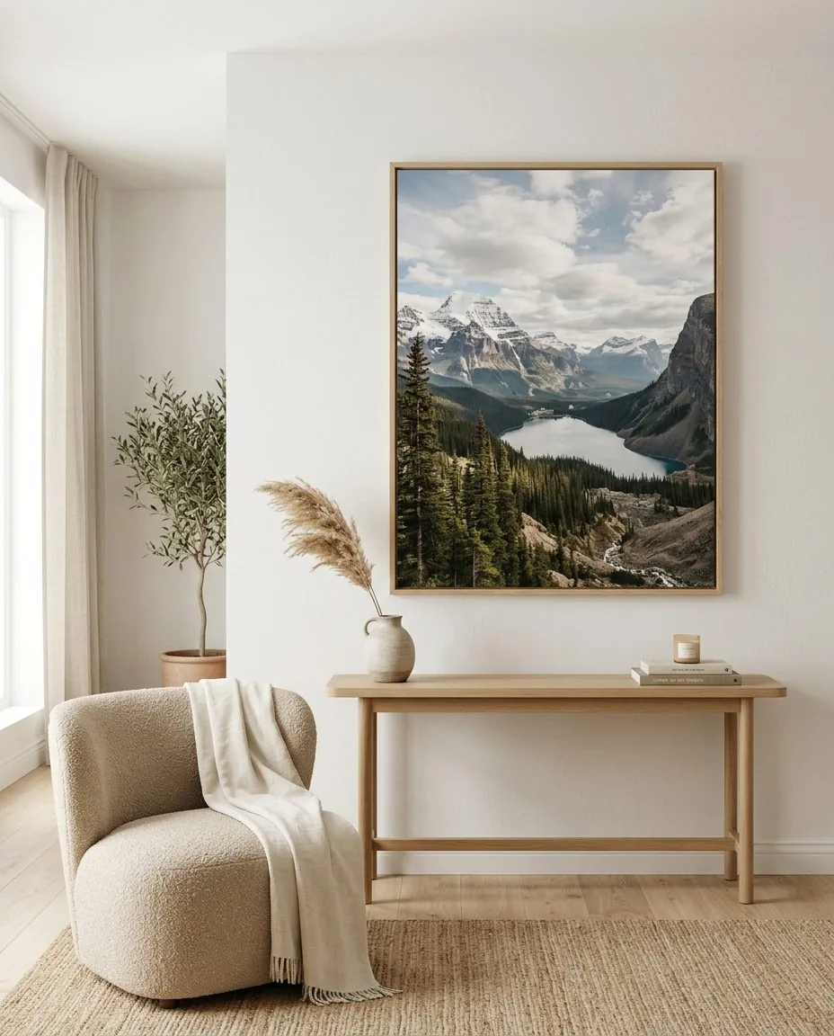 Framed canvas print in a modern living room